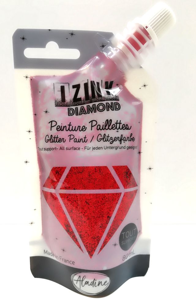 IZINK diamand - peinture textile scintillante colores Rouge 80ml